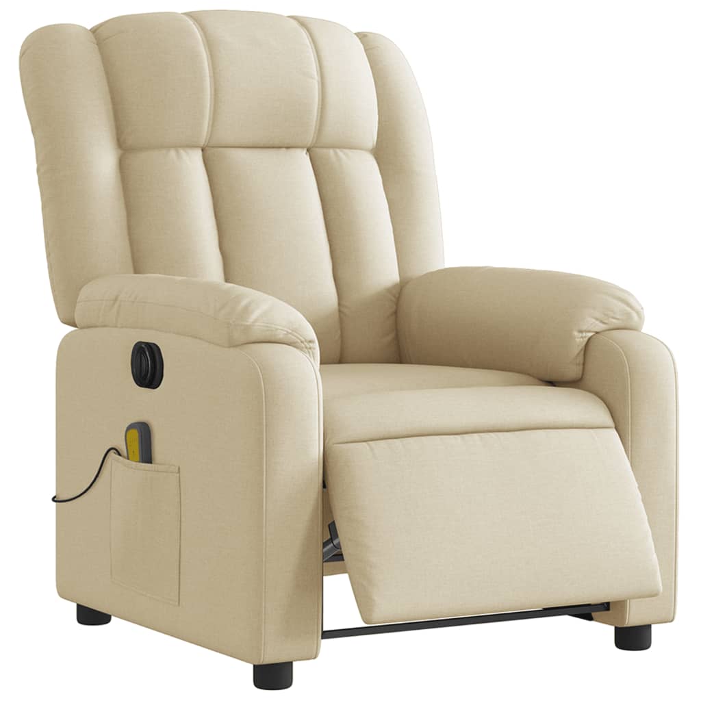 Fauteuil inclinable de massage électrique crème tissu - XIOS