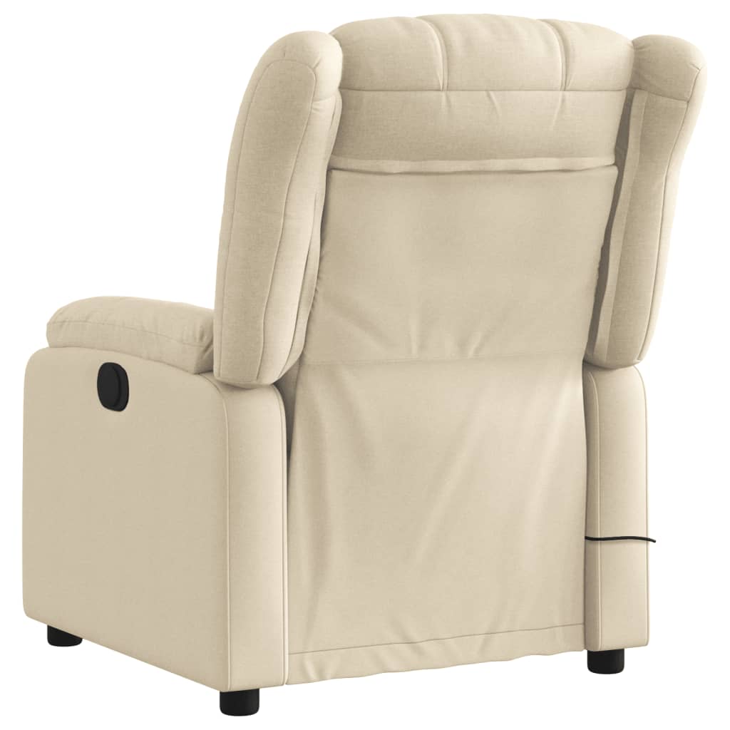 Fauteuil inclinable de massage électrique crème tissu
