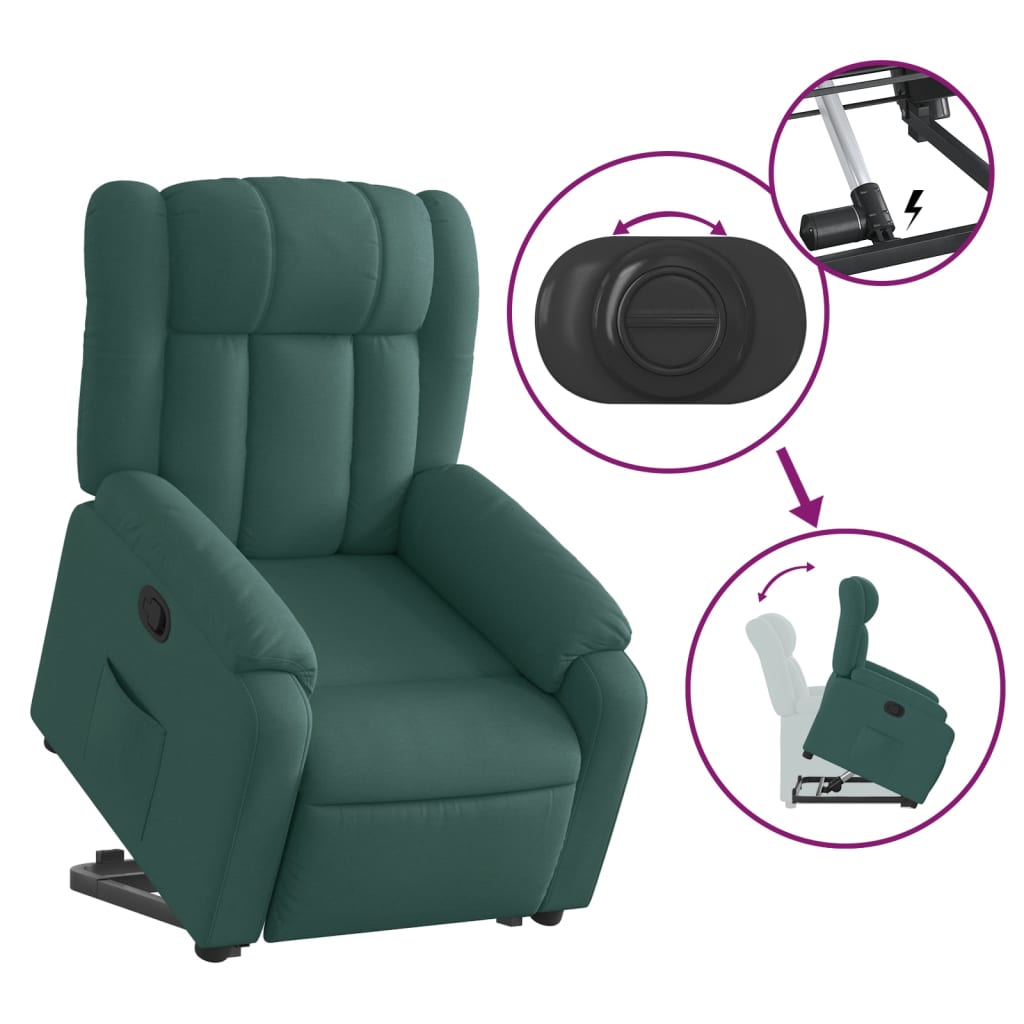 Fauteuil inclinable vert foncé tissu - XIOS