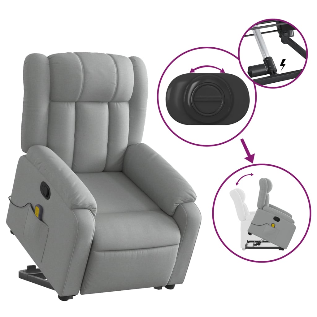 Fauteuil de massage inclinable Gris clair Tissu - XIOS