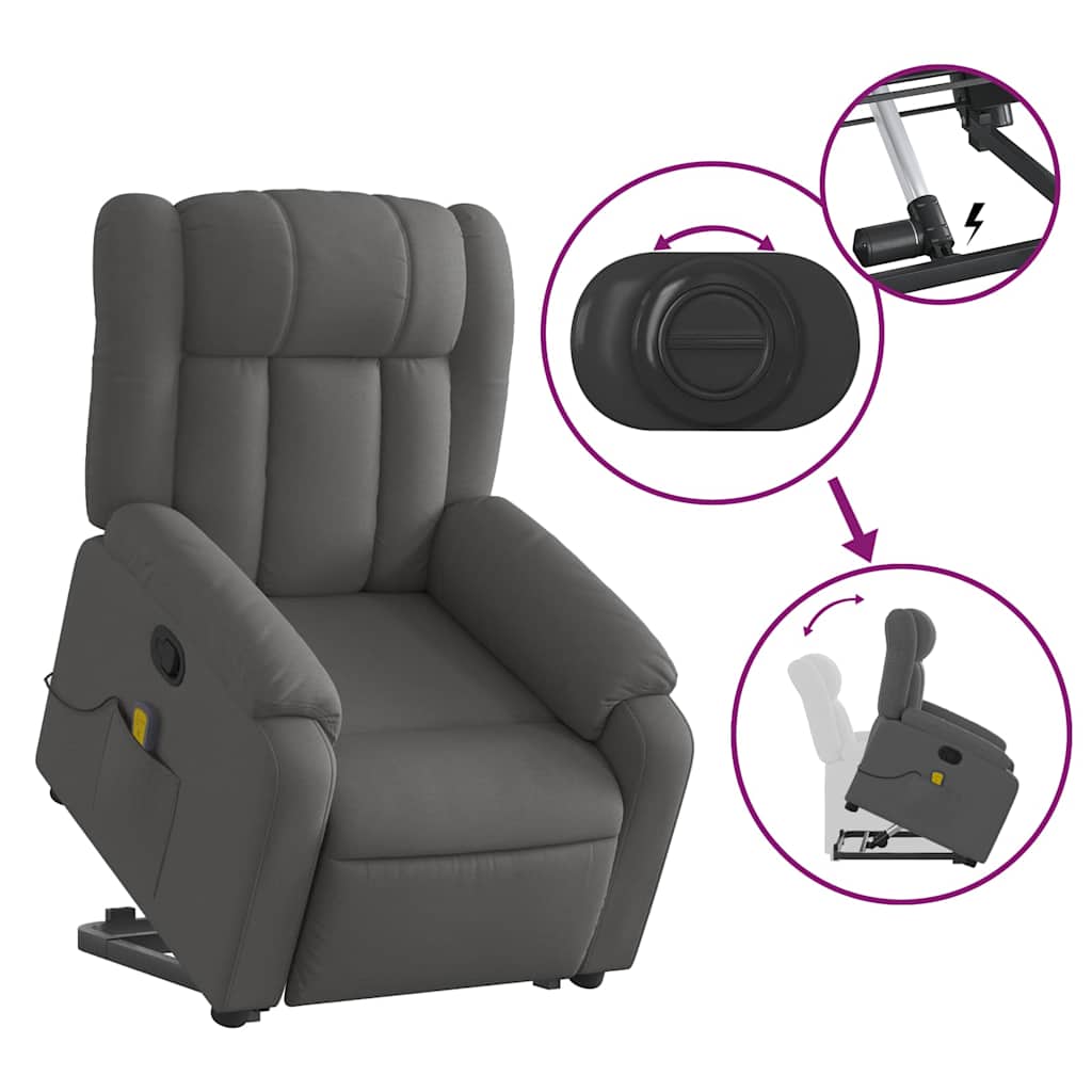Fauteuil de massage inclinable Gris foncé Tissu - XIOS