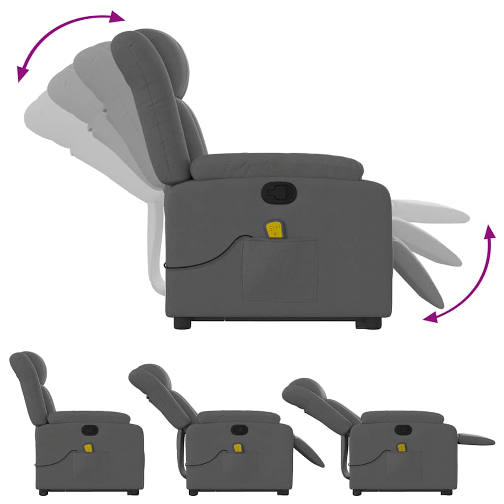 Fauteuil de massage inclinable Gris foncé Tissu - XIOS