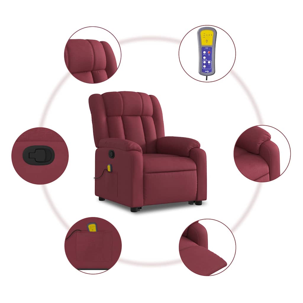 Fauteuil inclinable de massage Rouge bordeaux Tissu - XIOS