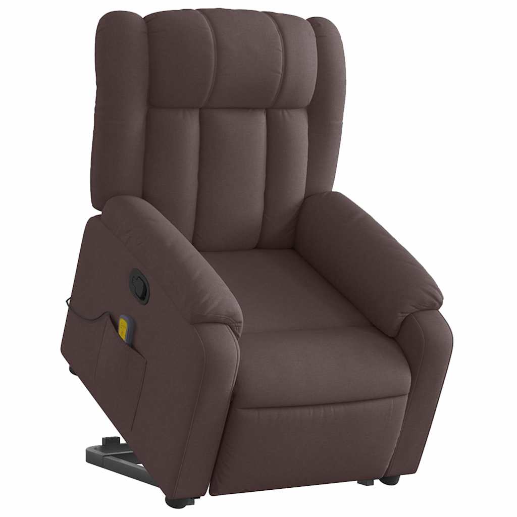 Fauteuil inclinable de massage Marron foncé Tissu