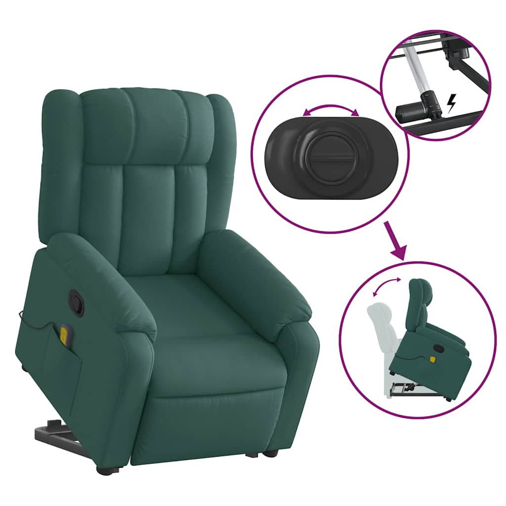 Fauteuil inclinable de massage Vert foncé Tissu - XIOS