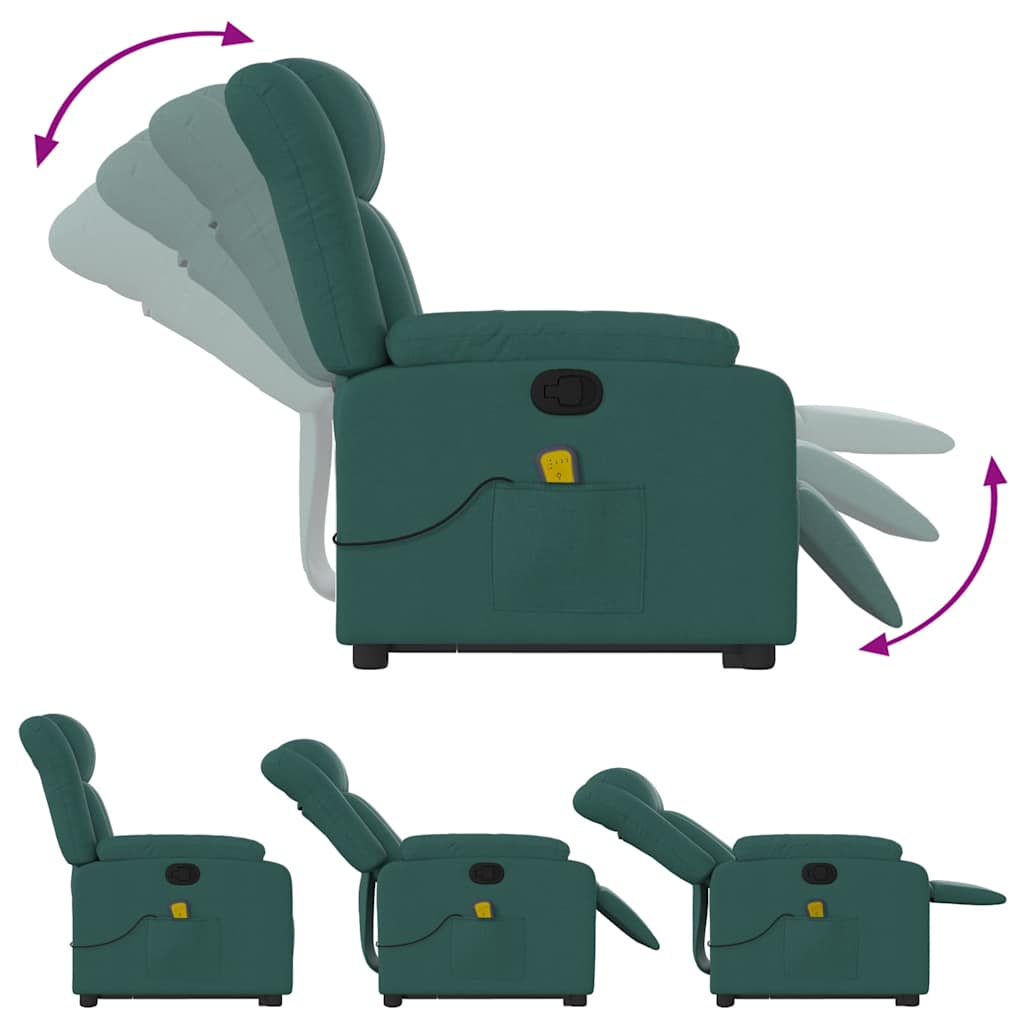 Fauteuil inclinable de massage Vert foncé Tissu - XIOS