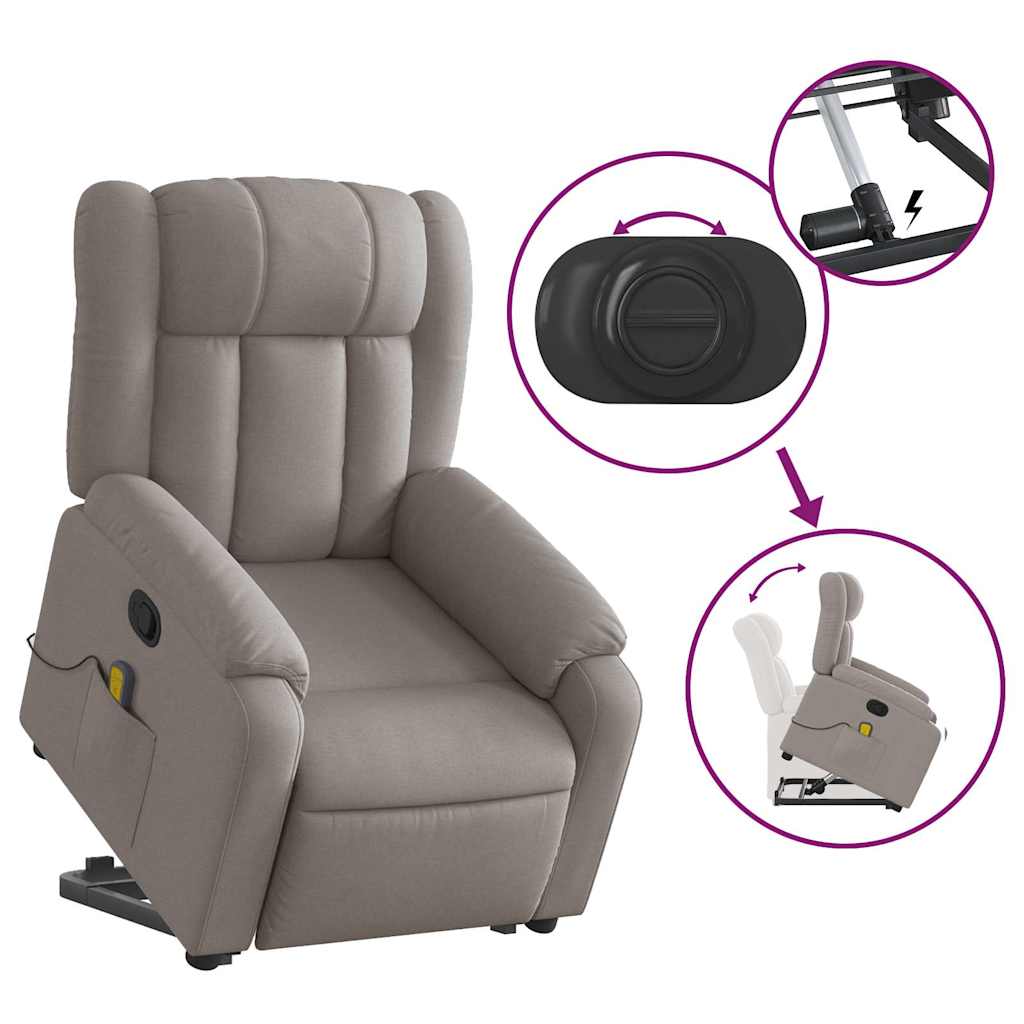 Fauteuil inclinable de massage Taupe Tissu - XIOS