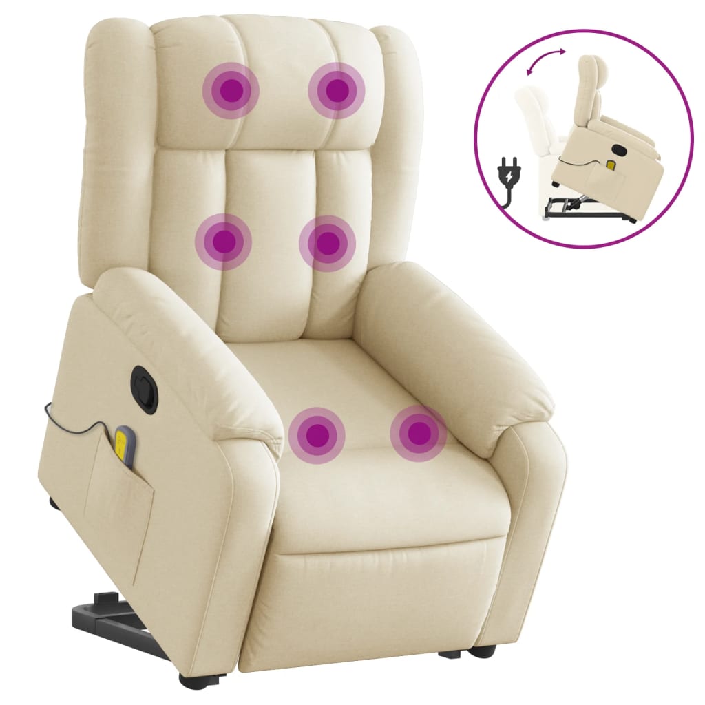 Fauteuil inclinable de massage Crème Tissu - XIOS