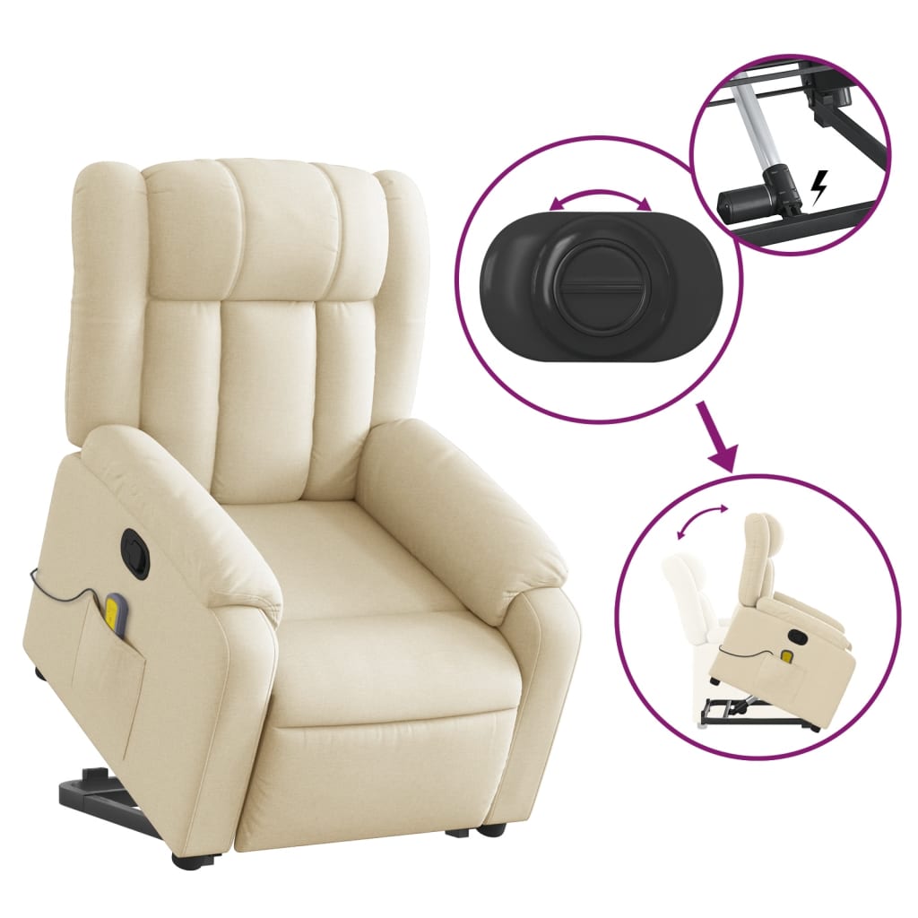 Fauteuil inclinable de massage Crème Tissu - XIOS