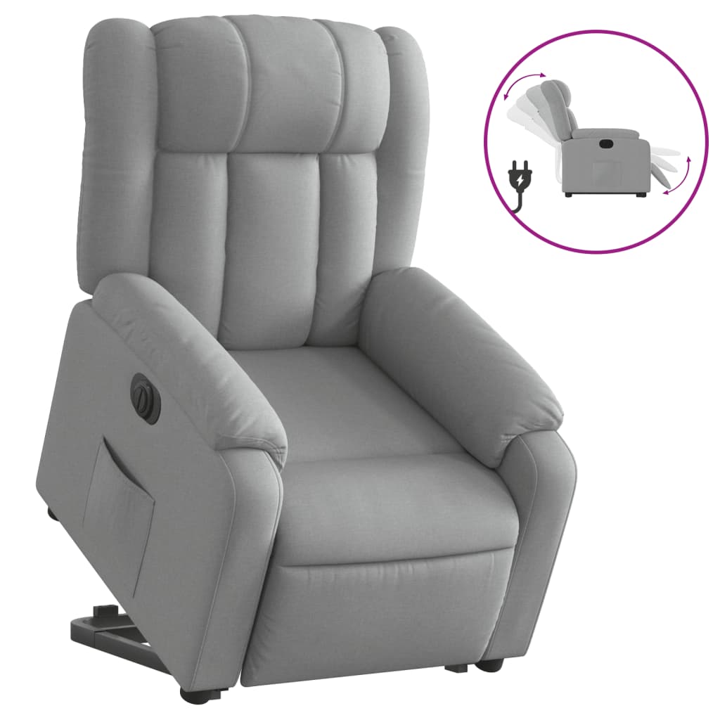 Fauteuil inclinable électrique gris clair tissu - XIOS