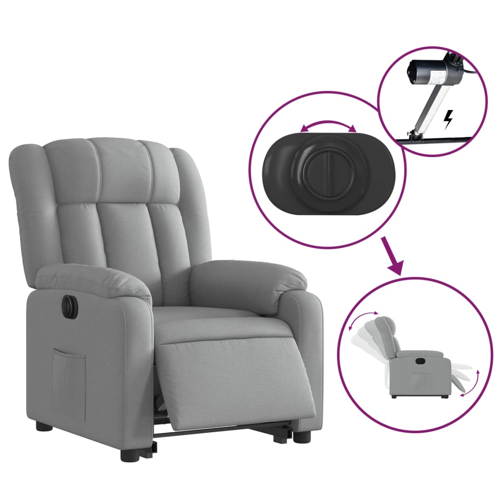 Fauteuil inclinable électrique gris clair tissu - XIOS