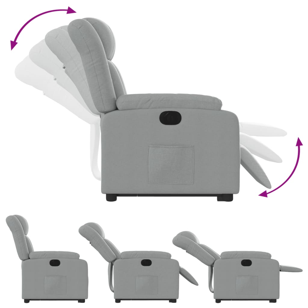 Fauteuil inclinable électrique gris clair tissu - XIOS