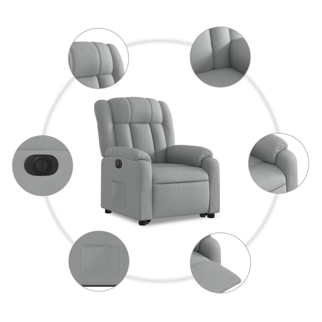 Fauteuil inclinable électrique gris clair tissu - XIOS