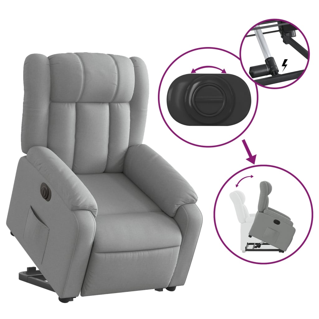 Fauteuil inclinable électrique gris clair tissu - XIOS