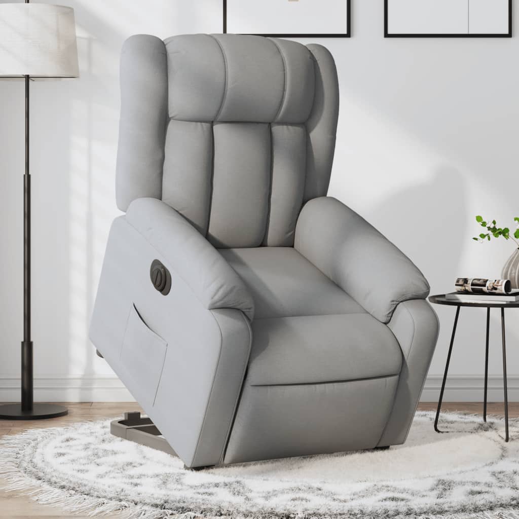Fauteuil inclinable électrique gris clair tissu - XIOS