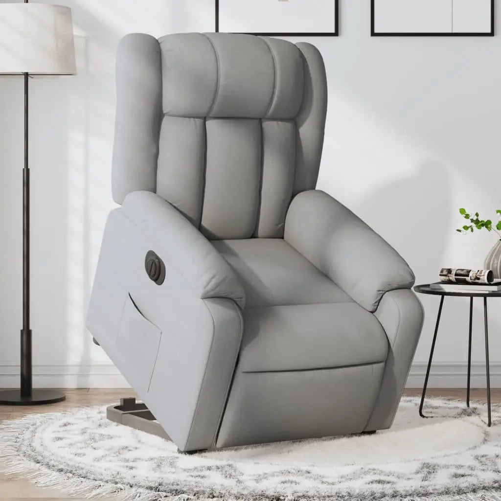 Fauteuil inclinable électrique gris clair tissu - XIOS