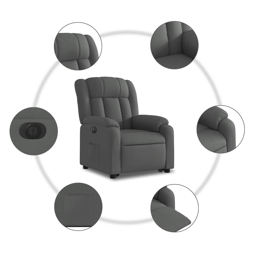 Fauteuil inclinable électrique gris foncé tissu - XIOS