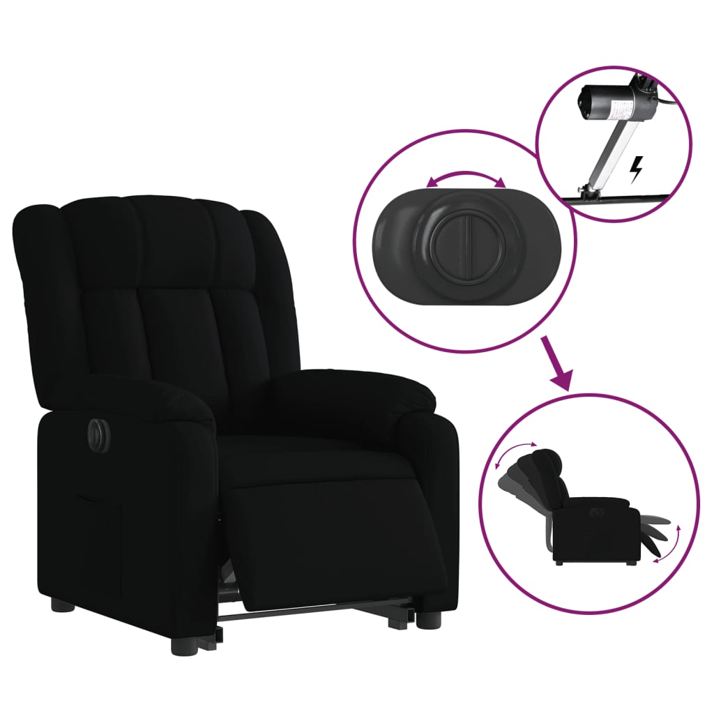 Fauteuil inclinable électrique noir tissu