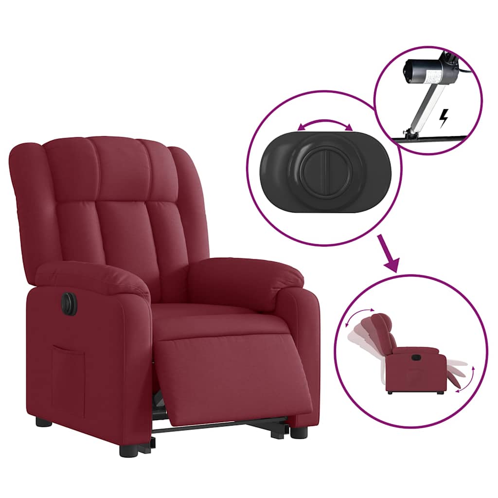 Fauteuil inclinable électrique rouge bordeaux tissu - XIOS