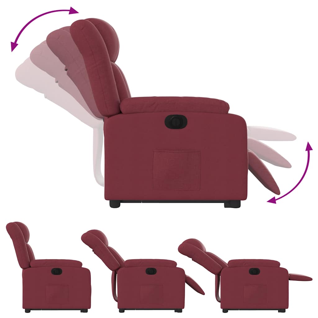 Fauteuil inclinable électrique rouge bordeaux tissu - XIOS
