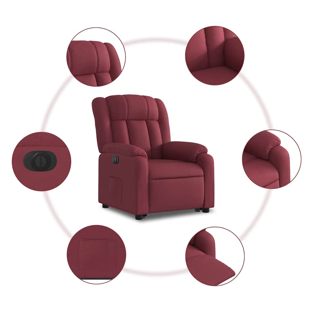 Fauteuil inclinable électrique rouge bordeaux tissu - XIOS