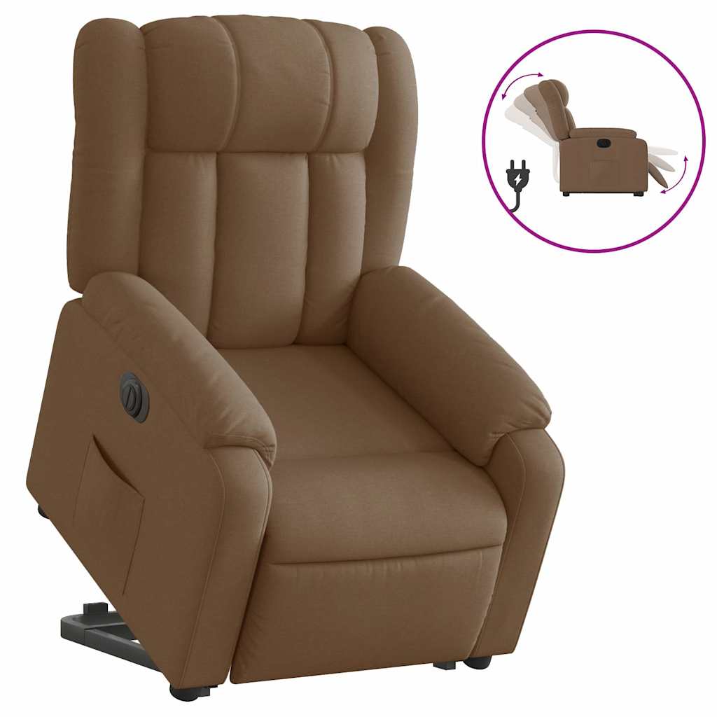 Fauteuil inclinable électrique marron tissu - XIOS