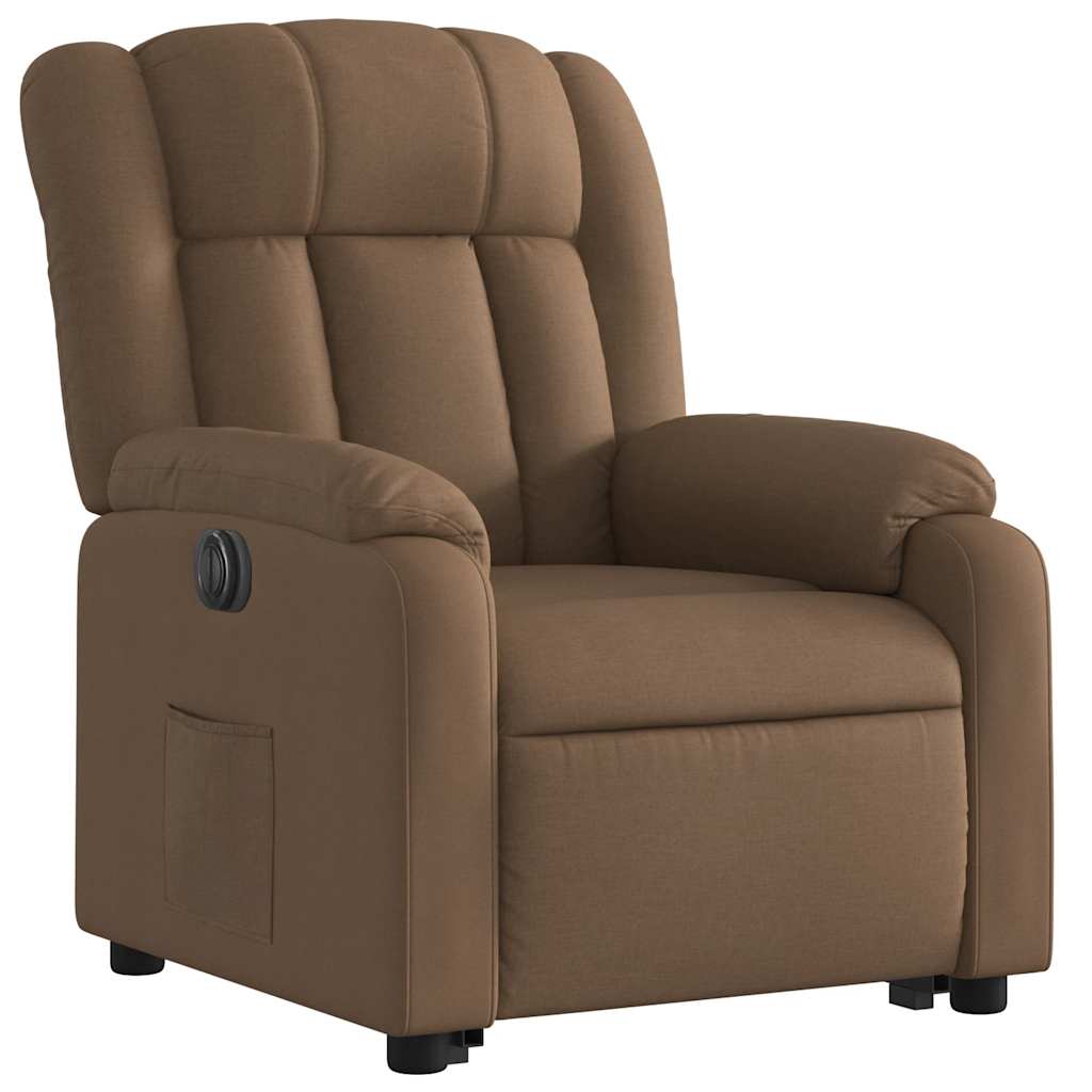 Fauteuil inclinable électrique marron tissu - XIOS