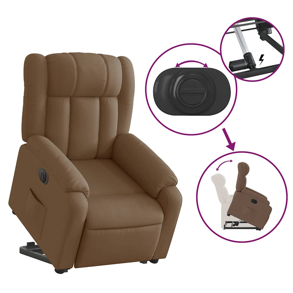 Fauteuil inclinable électrique marron tissu - XIOS