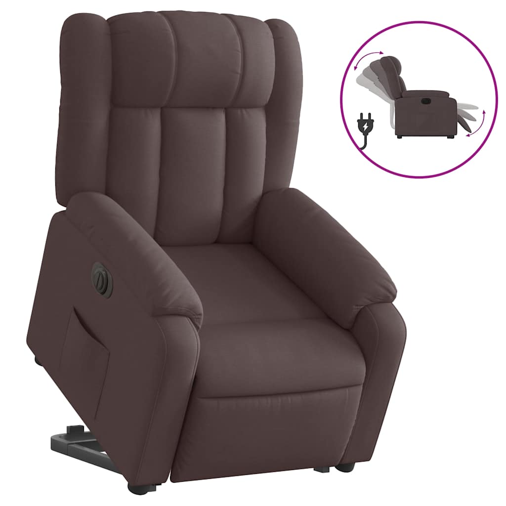 Fauteuil inclinable électrique marron foncé tissu - XIOS