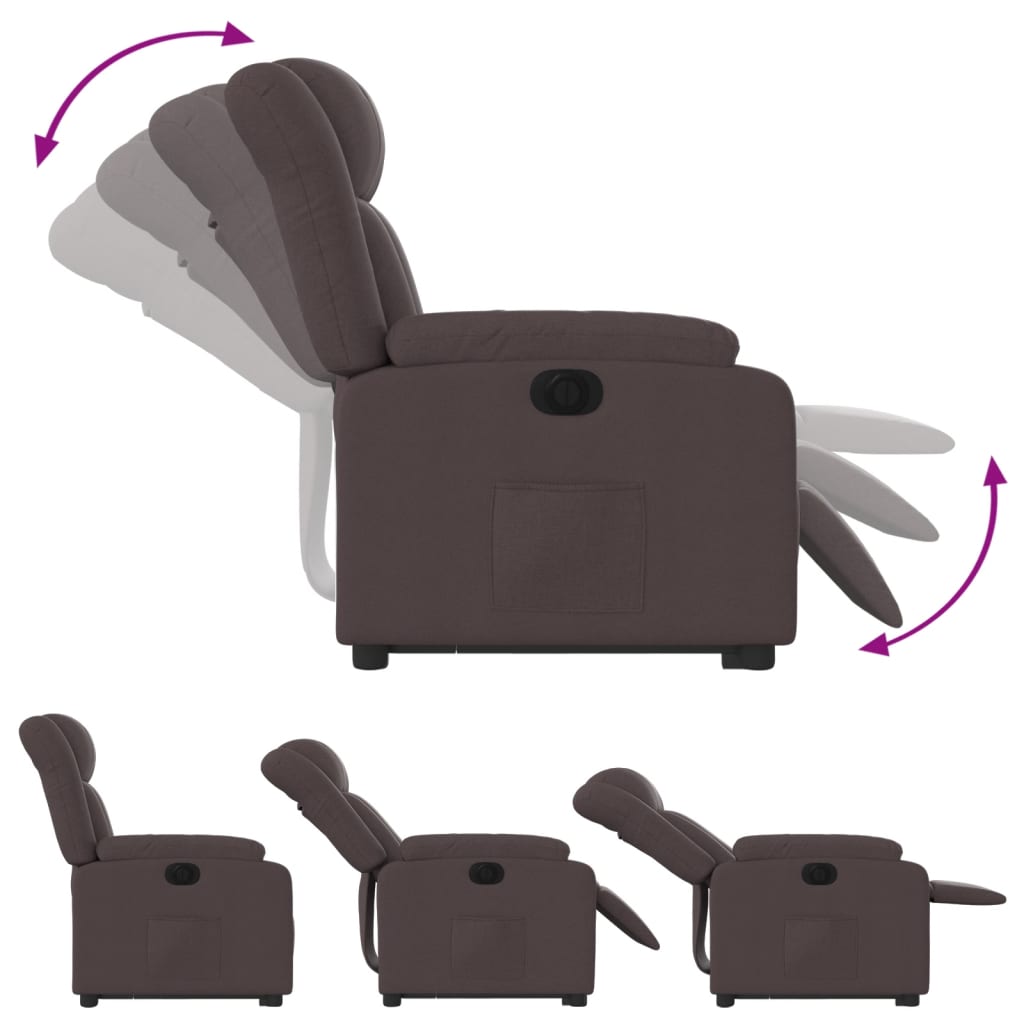 Fauteuil inclinable électrique marron foncé tissu - XIOS