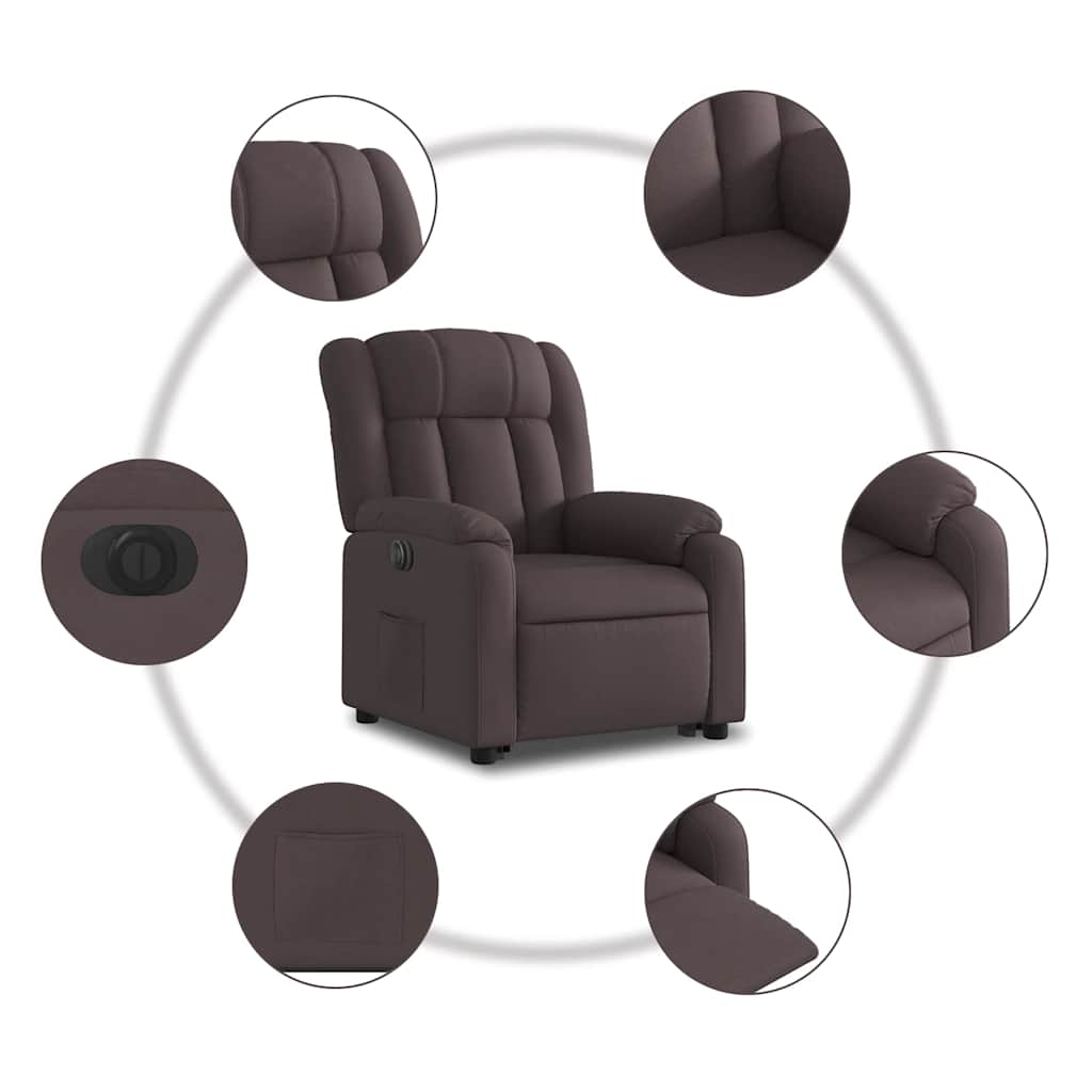 Fauteuil inclinable électrique marron foncé tissu - XIOS