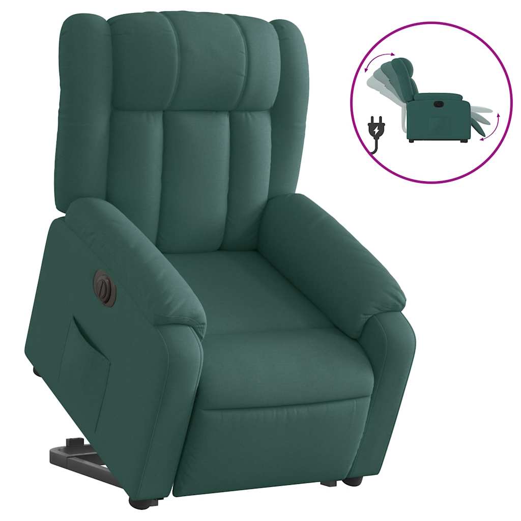 Fauteuil inclinable électrique vert foncé tissu - XIOS