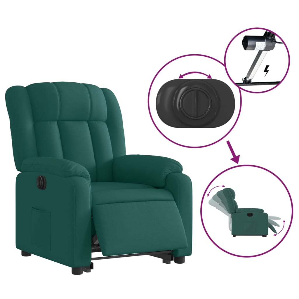 Fauteuil inclinable électrique vert foncé tissu - XIOS