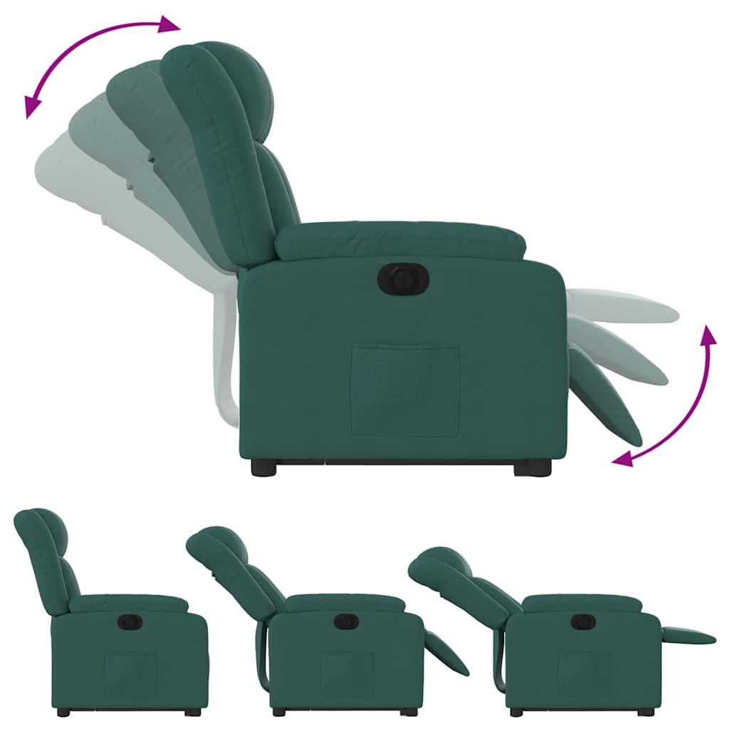Fauteuil inclinable électrique vert foncé tissu - XIOS