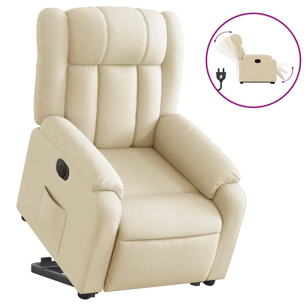 Fauteuil inclinable électrique crème tissu - XIOS