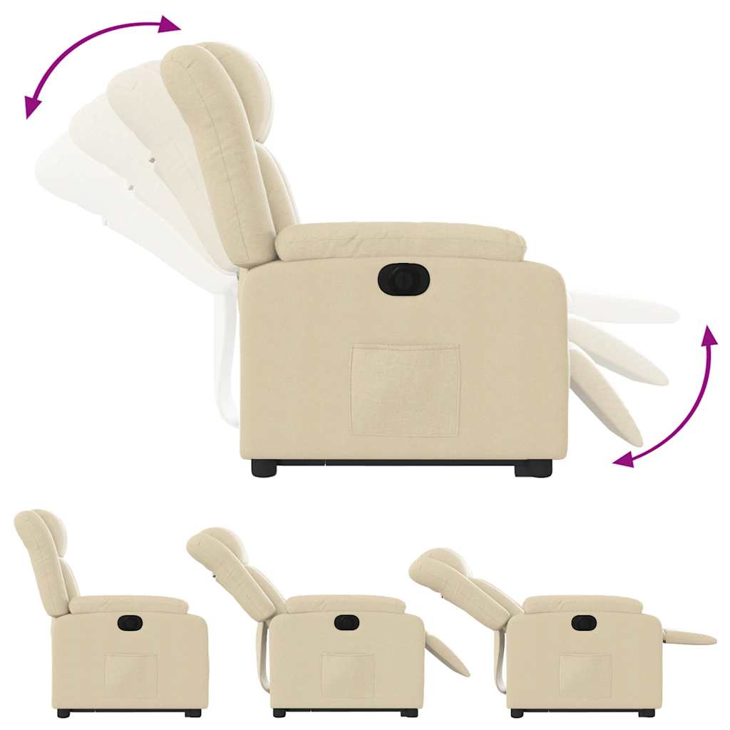 Fauteuil inclinable électrique crème tissu