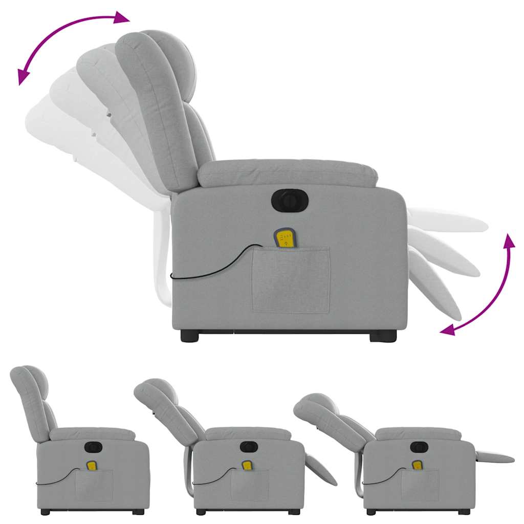 Fauteuil inclinable de massage électrique Gris clair Tissu - XIOS