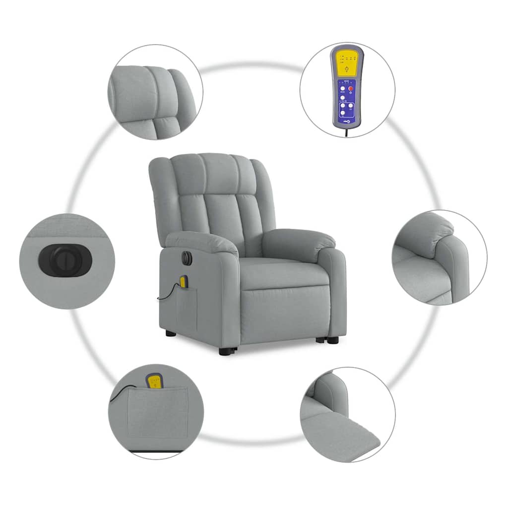 Fauteuil inclinable de massage électrique Gris clair Tissu - XIOS