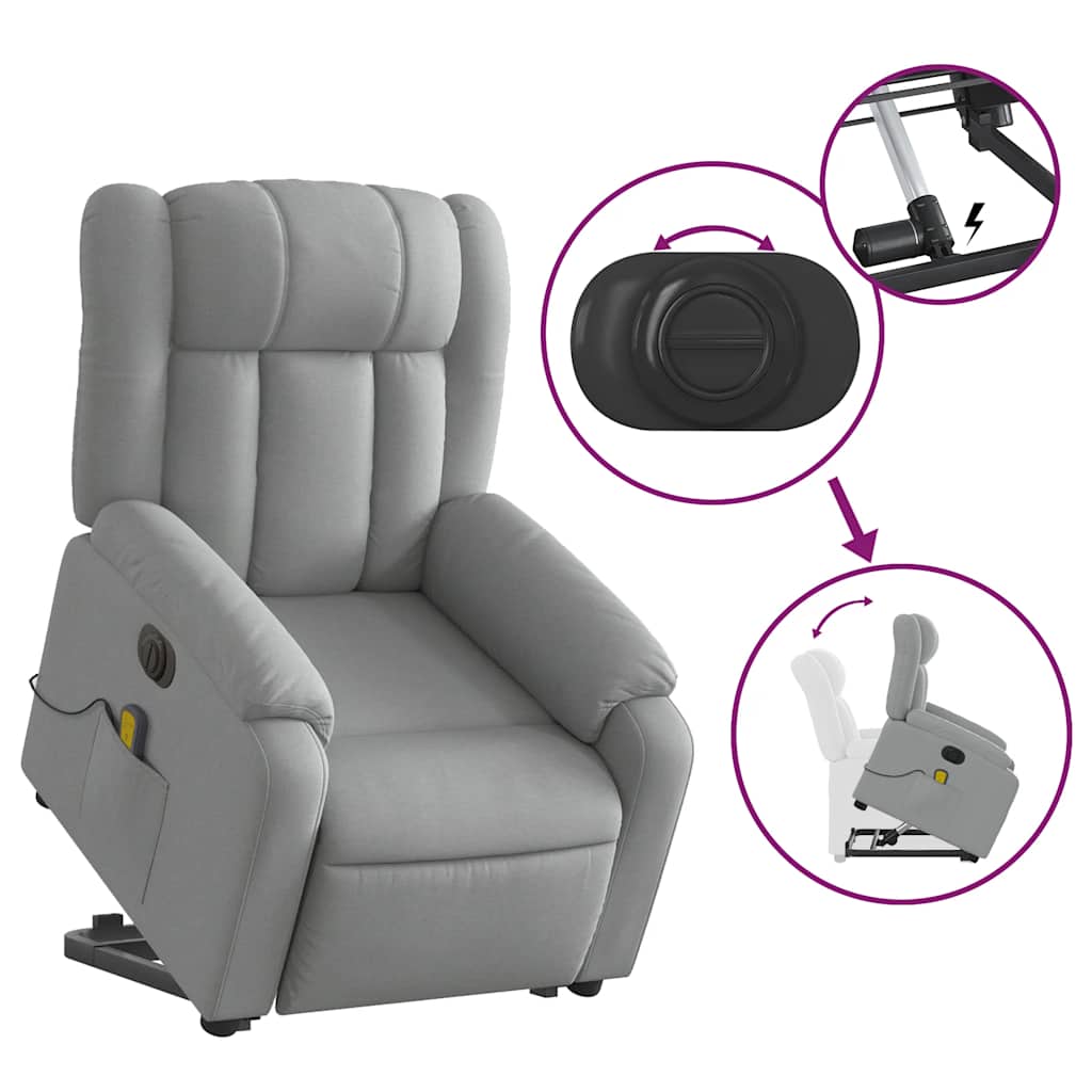 Fauteuil inclinable de massage électrique Gris clair Tissu - XIOS