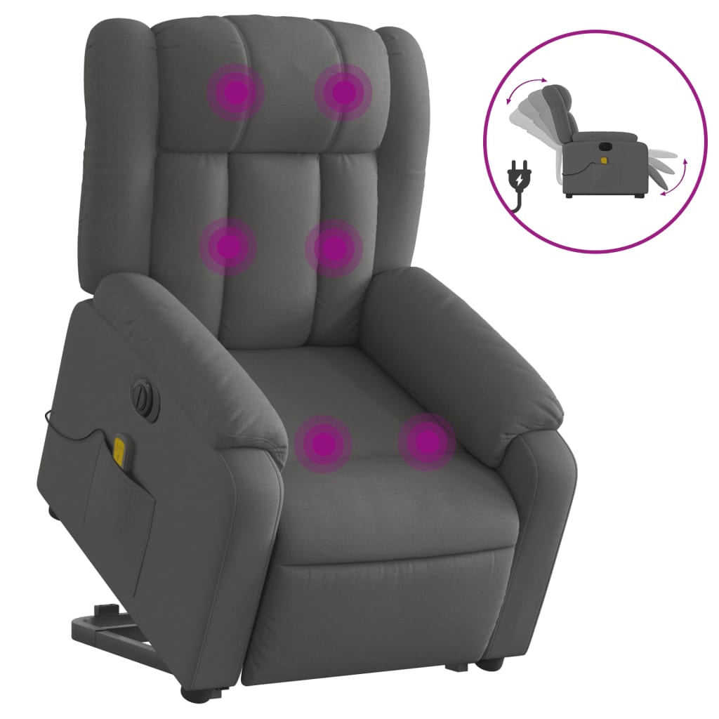 Fauteuil inclinable de massage électrique Gris foncé Tissu - XIOS