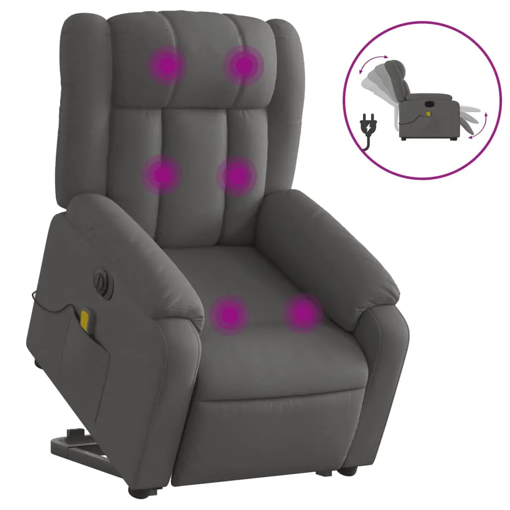 Fauteuil inclinable de massage électrique Gris foncé Tissu - XIOS