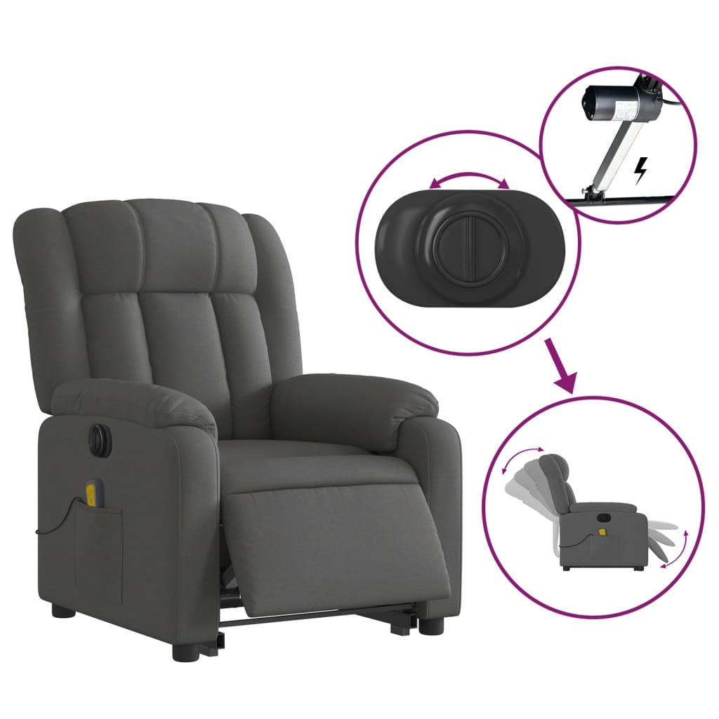 Fauteuil inclinable de massage électrique Gris foncé Tissu - XIOS