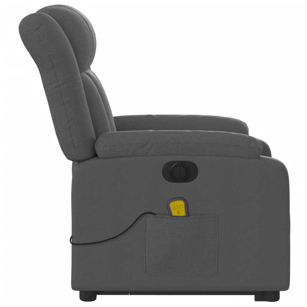 Fauteuil inclinable de massage électrique Gris foncé Tissu