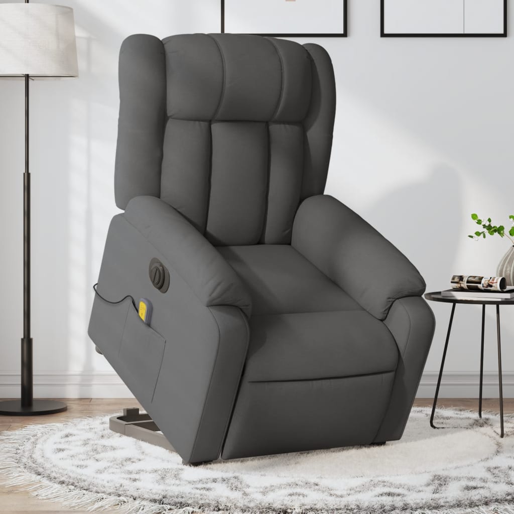 Fauteuil inclinable de massage électrique Gris foncé Tissu - XIOS