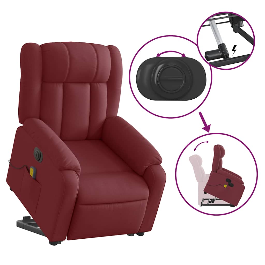 Fauteuil inclinable de massage électrique Rouge bordeaux Tissu - XIOS