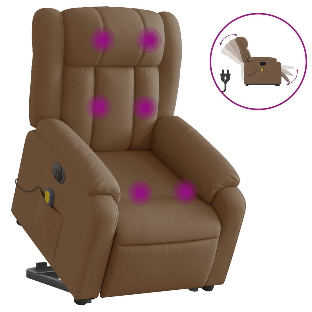 Fauteuil inclinable de massage électrique Marron Tissu - XIOS