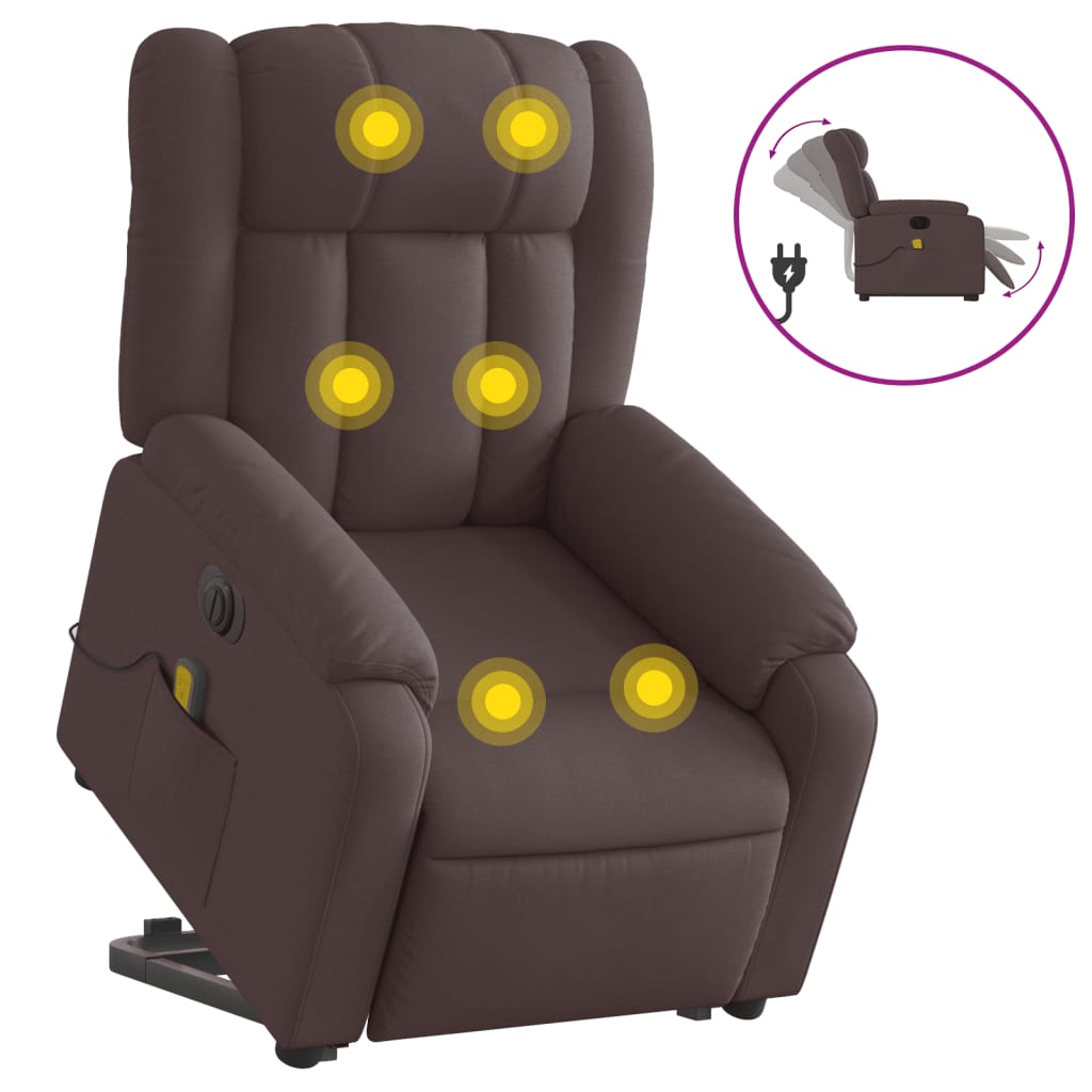 Fauteuil inclinable de massage électrique Marron foncé Tissu - XIOS