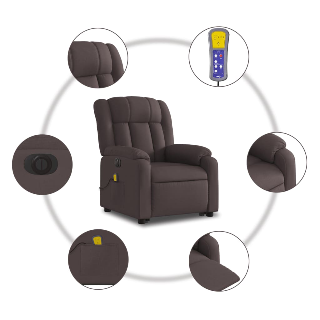 Fauteuil inclinable de massage électrique Marron foncé Tissu - XIOS
