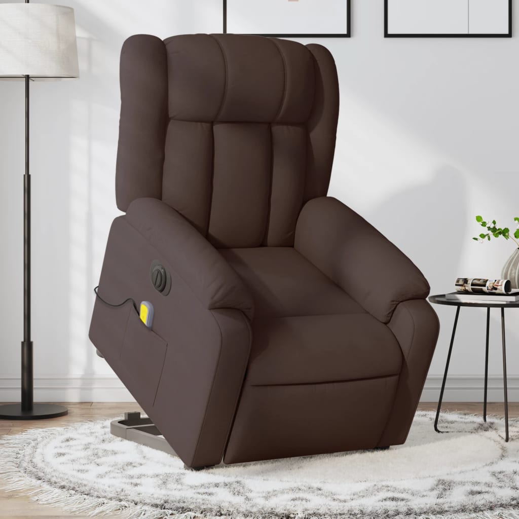 Fauteuil inclinable de massage électrique Marron foncé Tissu - XIOS