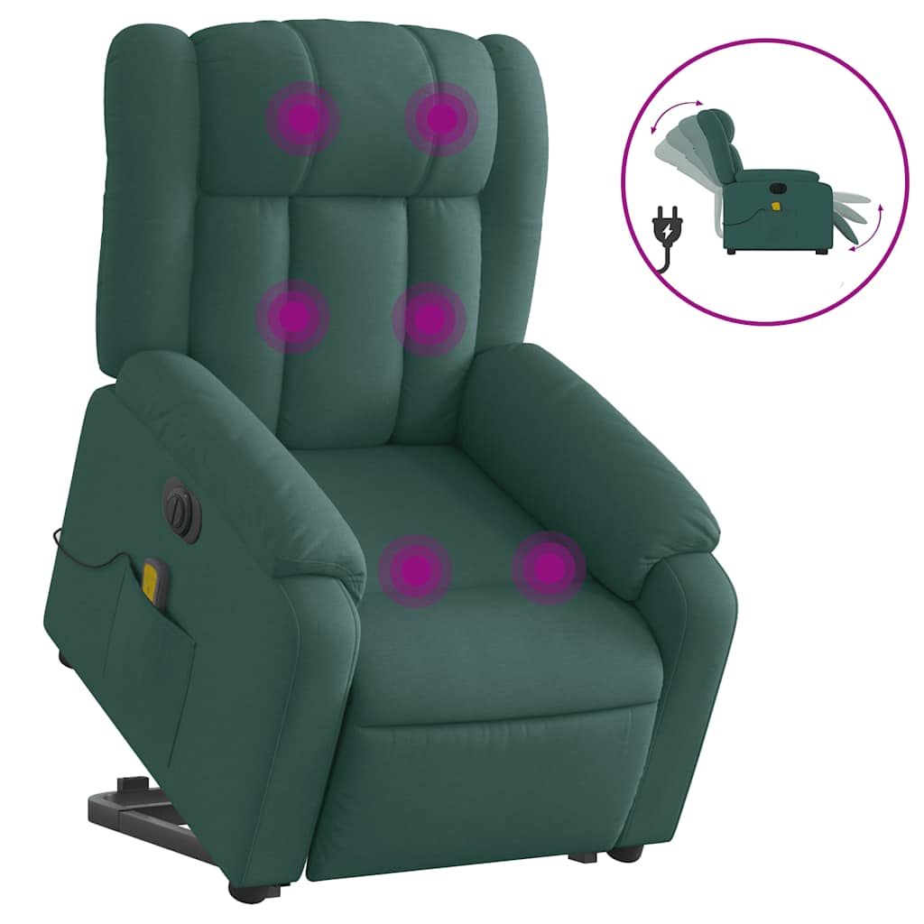 Fauteuil inclinable de massage électrique Vert foncé Tissu - XIOS